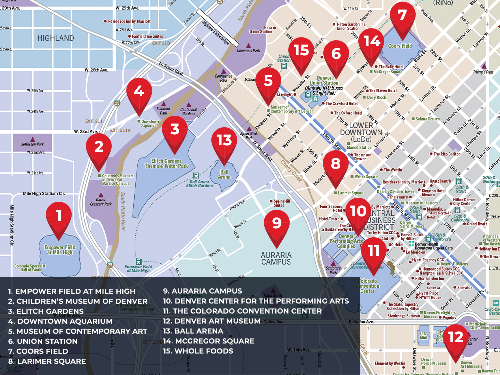 Downtown Denver Map Landmarks